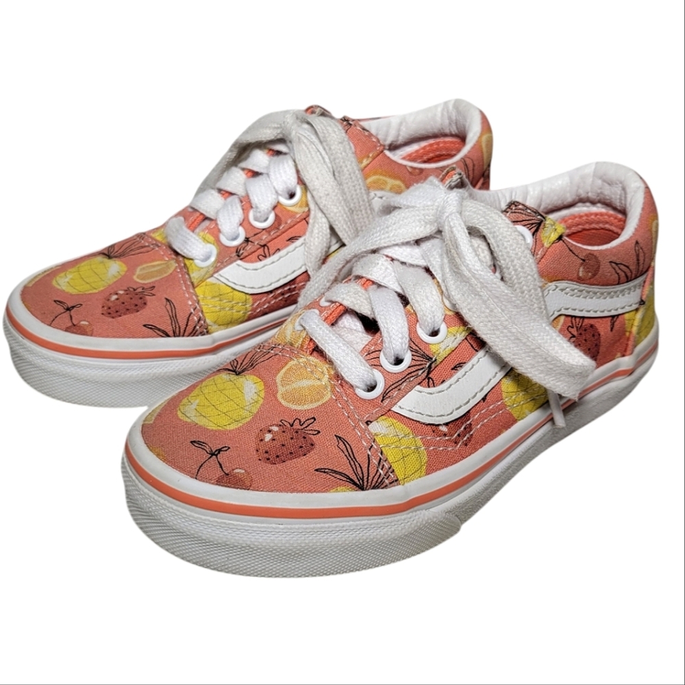 Vans tangerine orange tropical fruit lace-ups Kids size 12